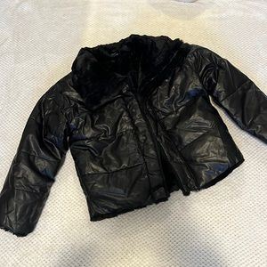 Black Faux leather Puffer